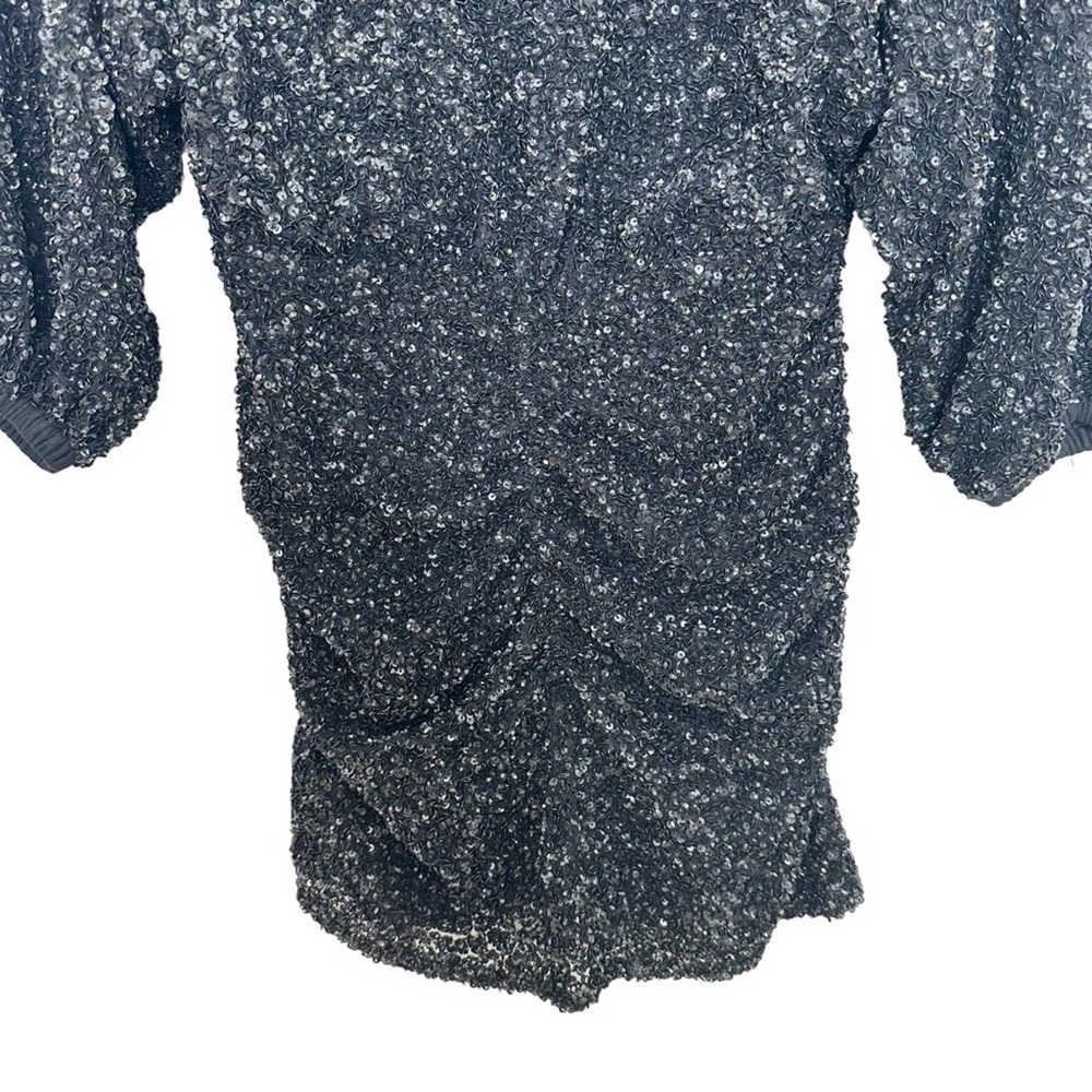 Ba&sh Small Black Scarlet Sequin Long Sleeve Vneck Mini Dress - Picture 3 of 10